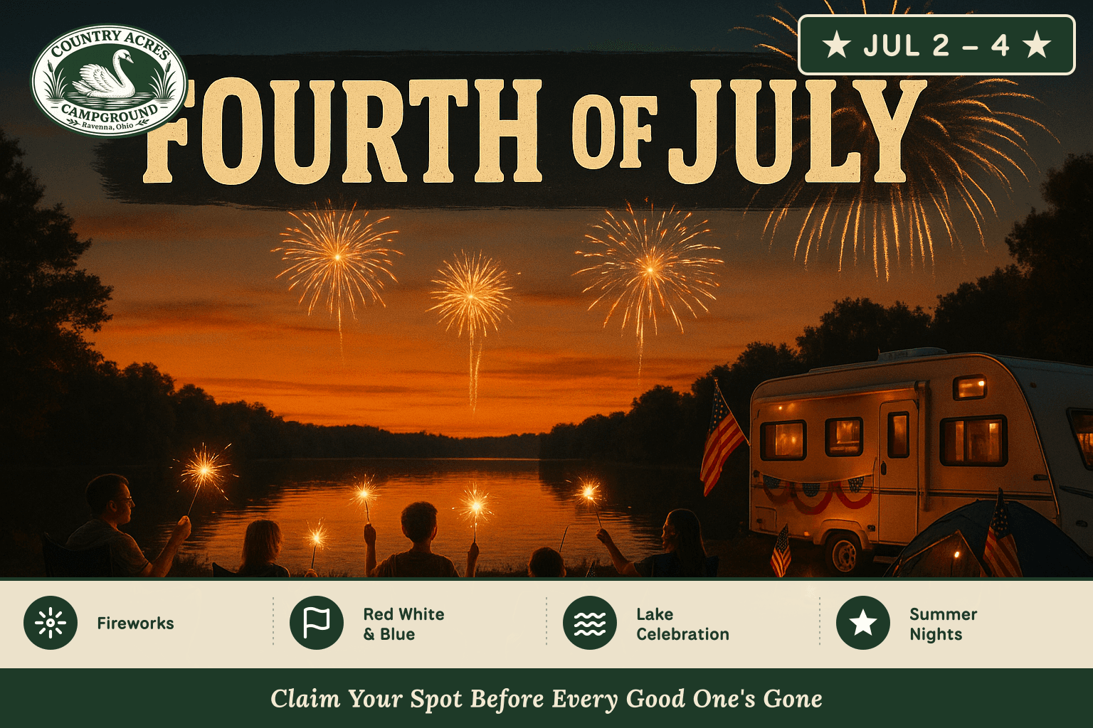 Fourth of July — Jul 2 – 4, Country Acres Campground 2027