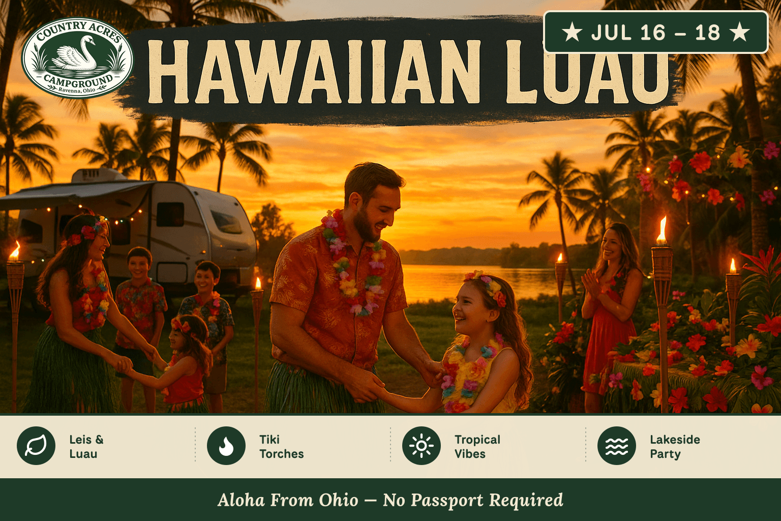 Hawaiian Luau — Jul 16 – 18, Country Acres Campground 2027