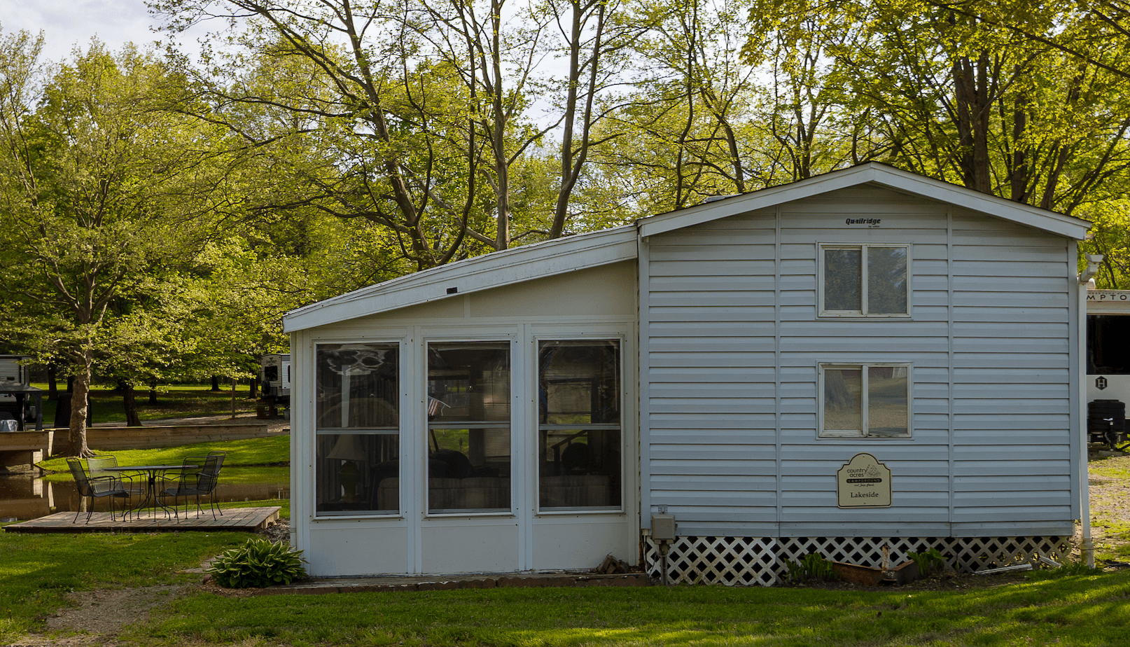 Lakeside cabin exterior