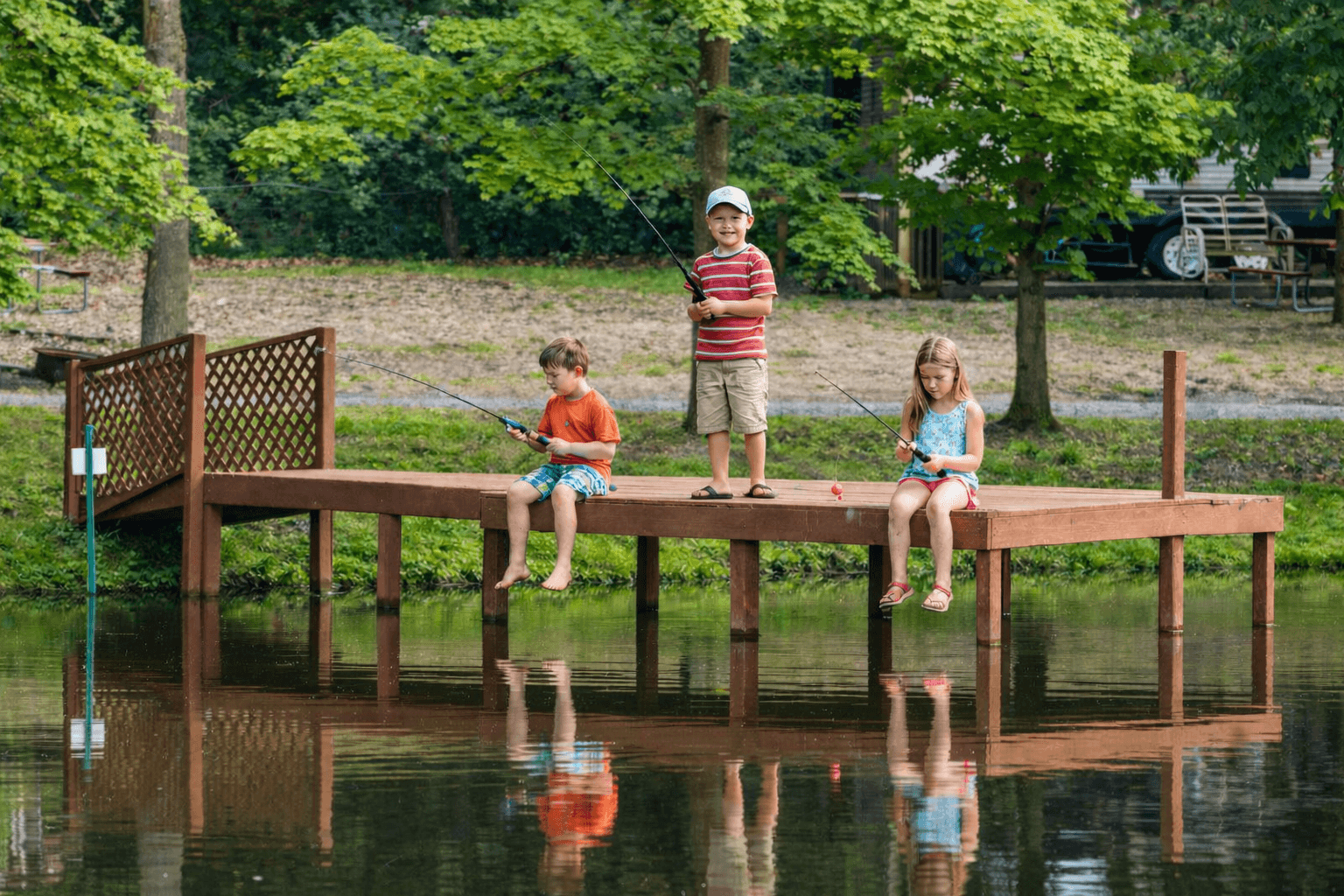 Kids fishing from the dock