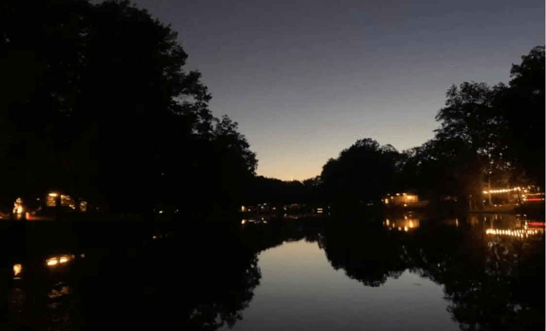 Lake at night with reflections